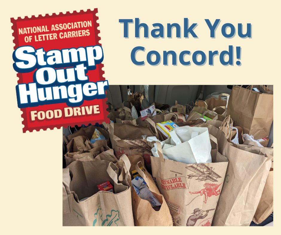 Thank You Concord for Stamp Our Hunger food drive