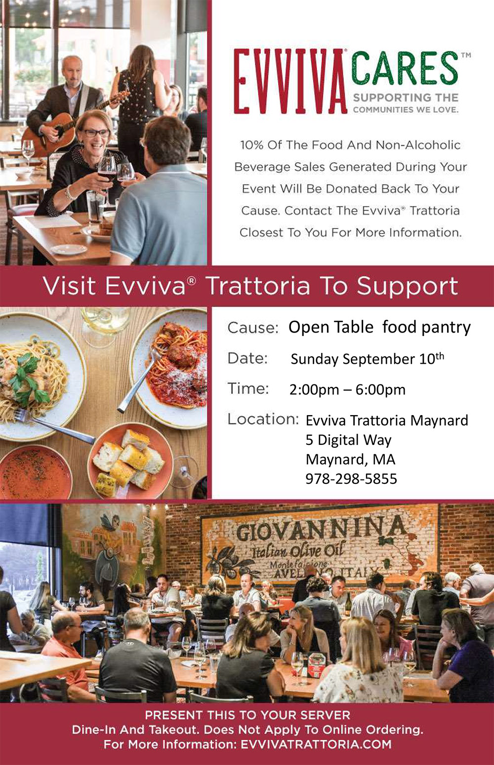 Evviva Cares Fundraiser for Open Table