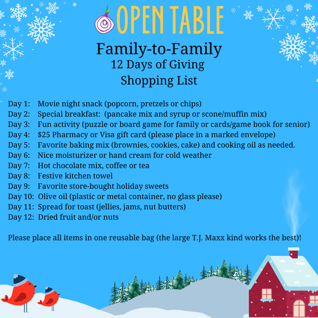 Open Table 2023 Family to Family Shopping List