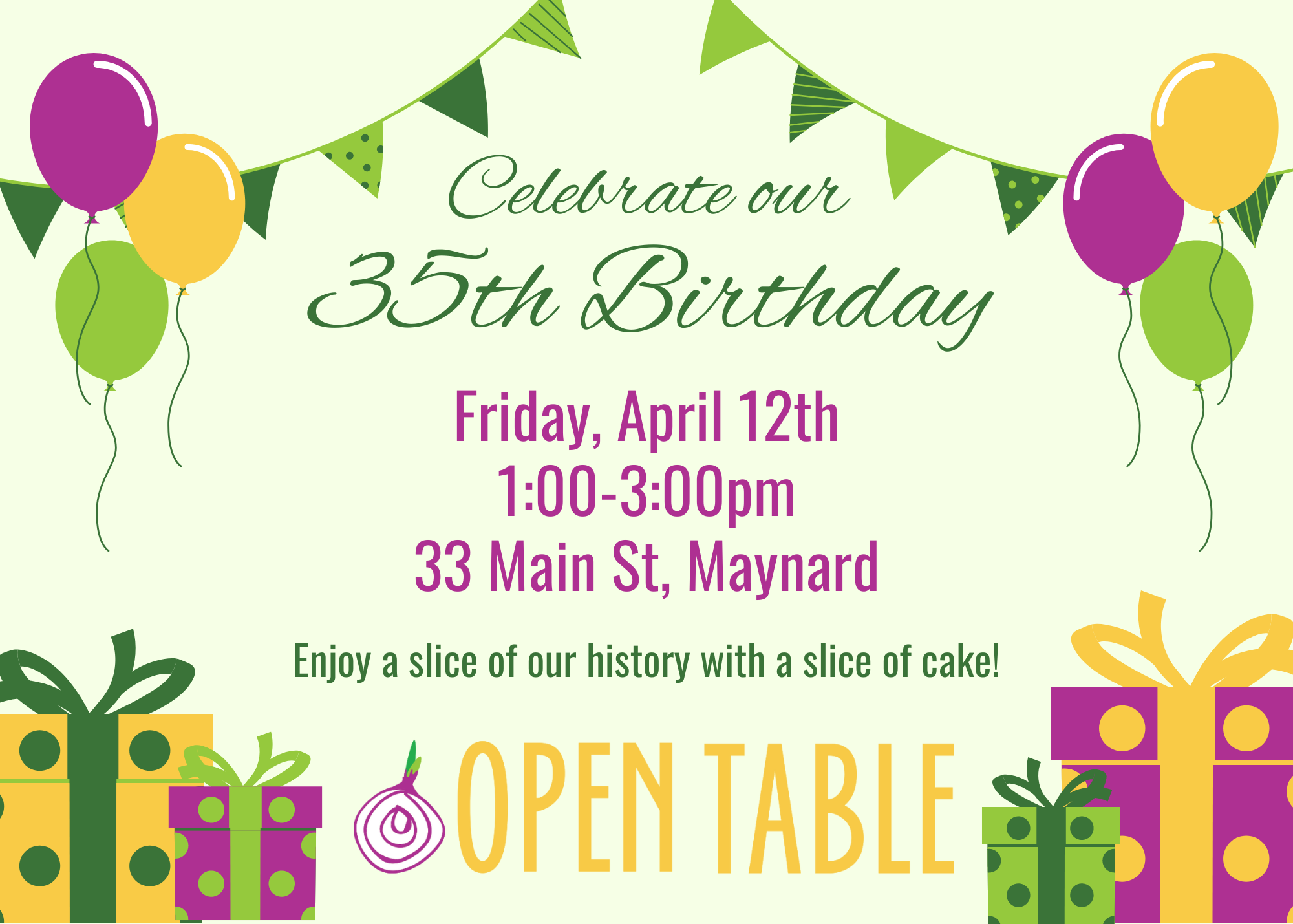 Open Table's 35th Birthday Party invitation
