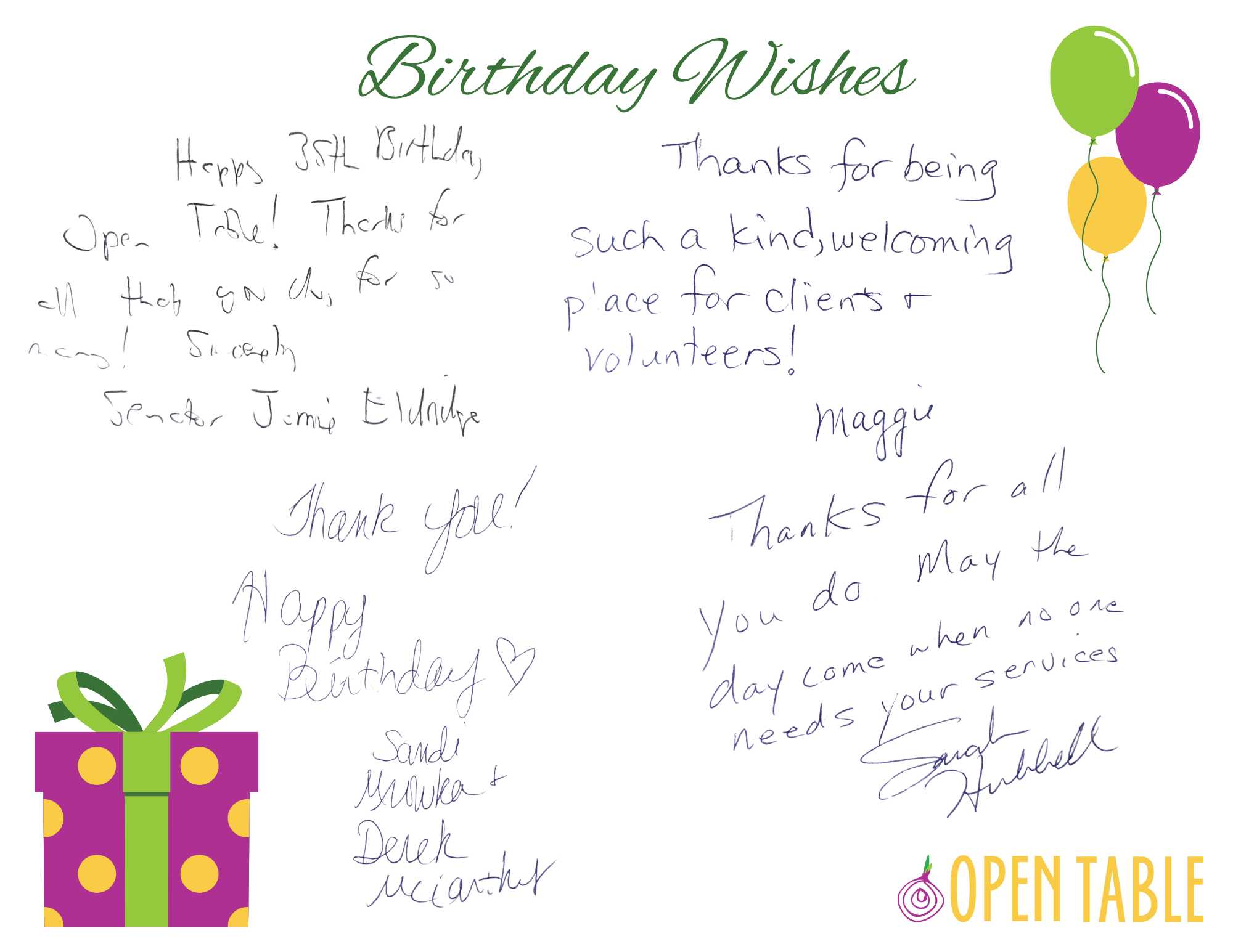 Birthday card for Open Table