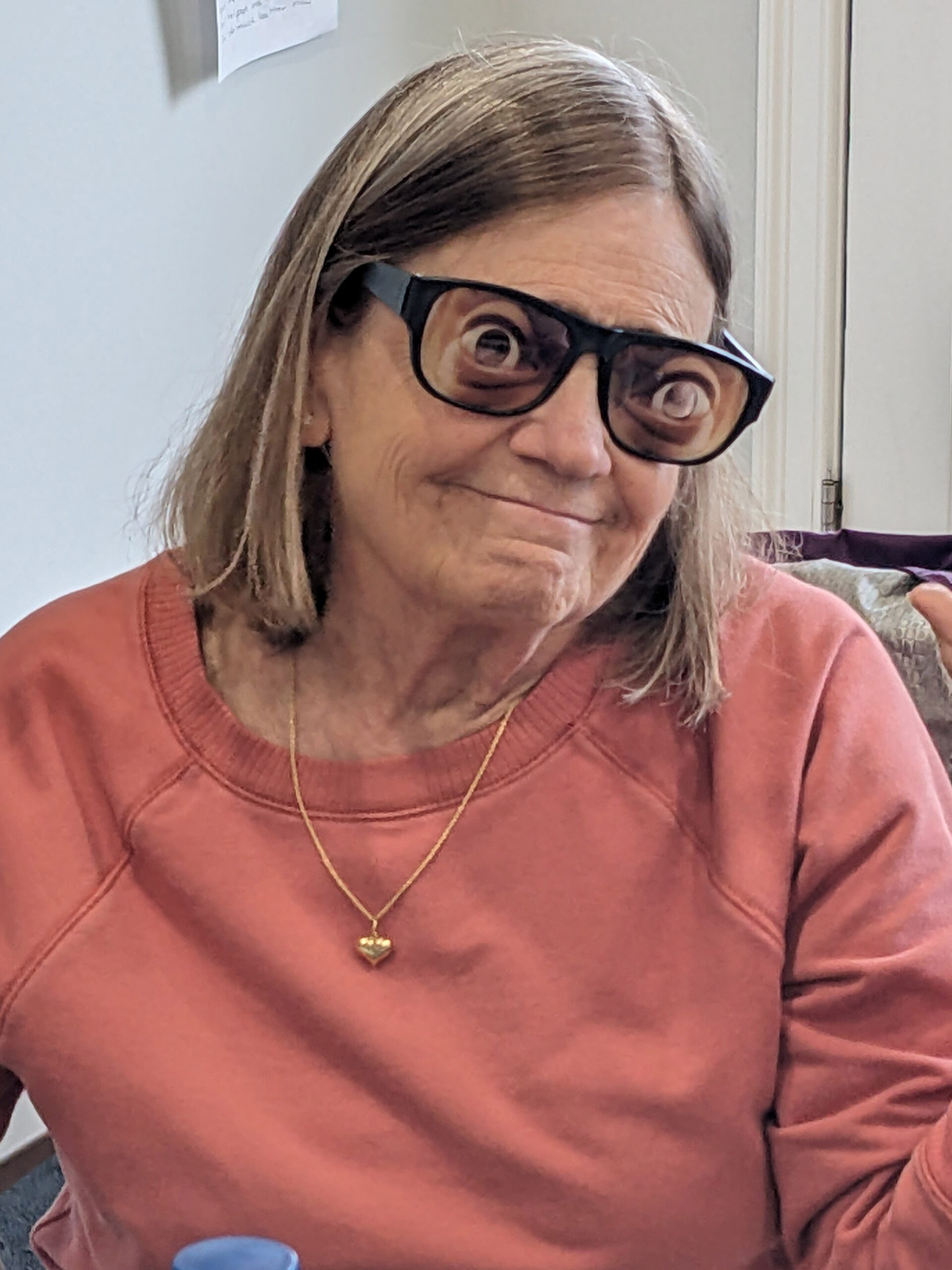 Patsy Coffin with goofy glasses