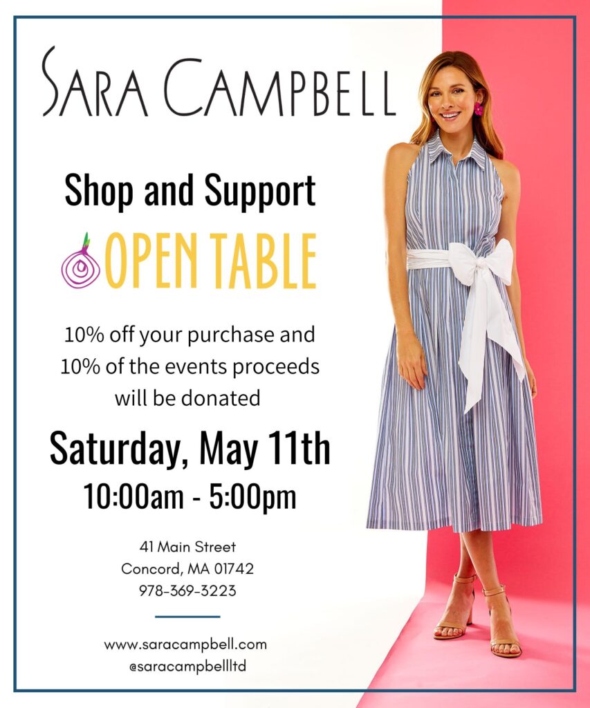 Sara Campbell Shop and Support Open Table May 11 2024