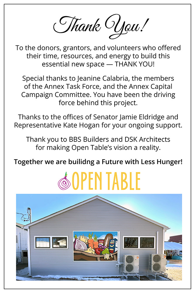 Open Table Annex Grand Opening thank yous