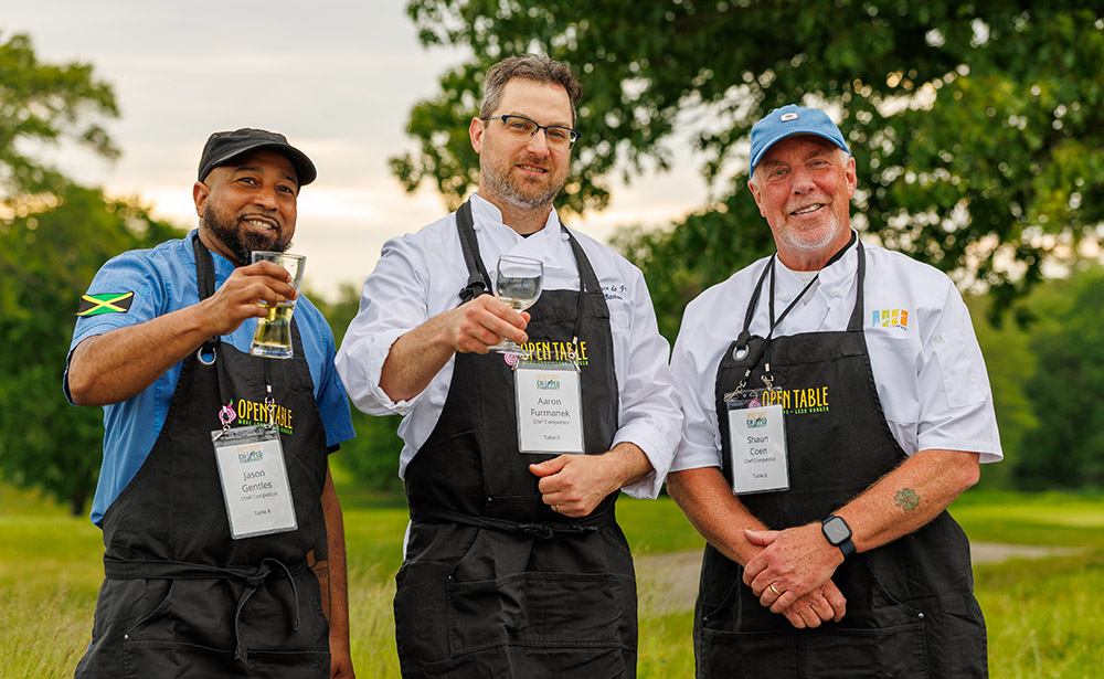 Chefs Jason Gentles,Aaron Furmanek, and Shaun Coen before Chopped for Charity 2025