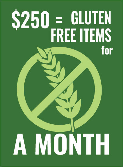 $250 provides gluten free items for a month