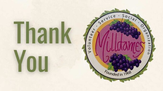 Thank You in green and the Milldames logo on the right