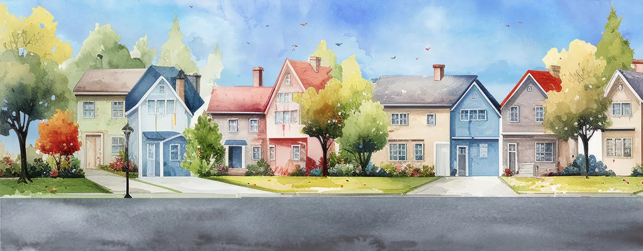 watercolor city street